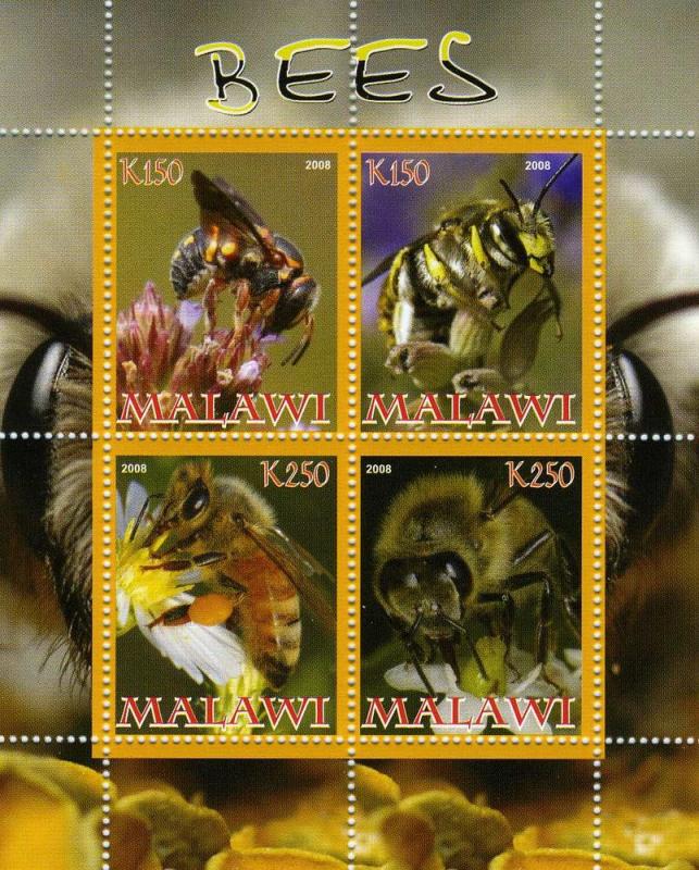 Malawi 2008 Insects Bees Sheet (4) Perforated mnh.vf