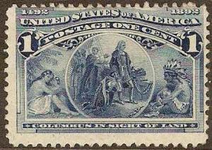 # 230 Deep Blue Mint Never Hinged Columbus In Sight Of Land SCV-32.50