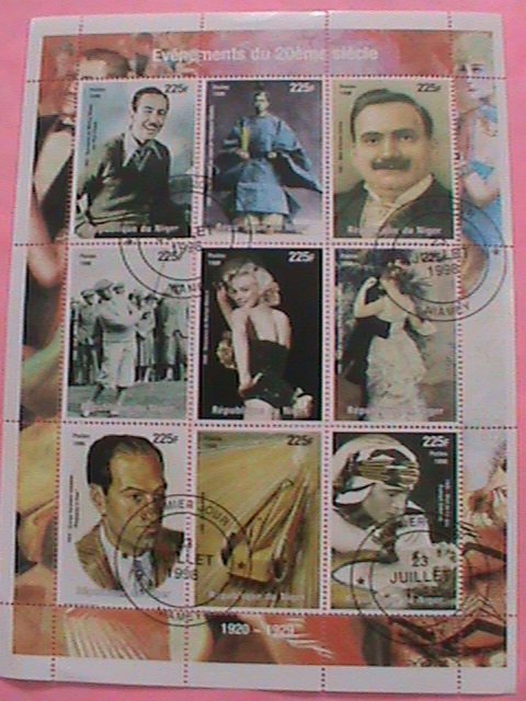 NIGER STAMP-1998- MARILYN MONROE FAMOUS PERSONS -CTO -MNH STAMP SHEET -RARE