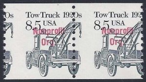 2129a - 8.5c Misperf Error / EFO Pair 1920's Tow Truck Mint NH (Stk14)