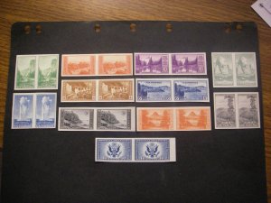Scott 756 - 765, 771, 1c - 10c IMPERF National Park Pairs, NGAI, hinged