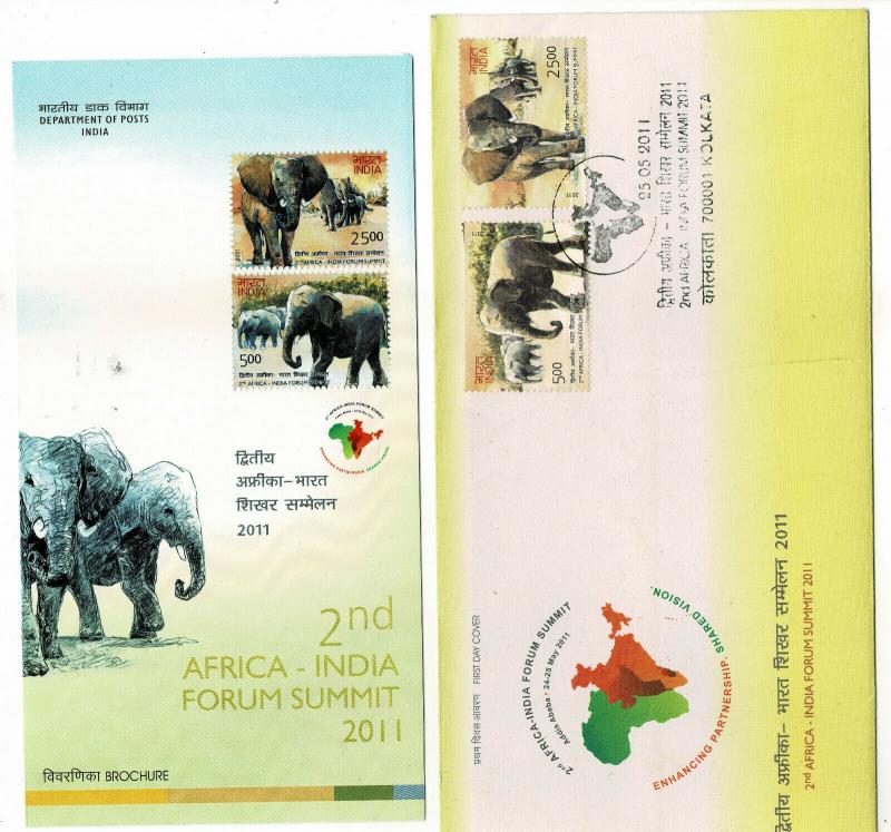 INDIA - 2011 2nd AFRICA INDIA FORUM SUMMIT / ELEPHANTS -  FDC