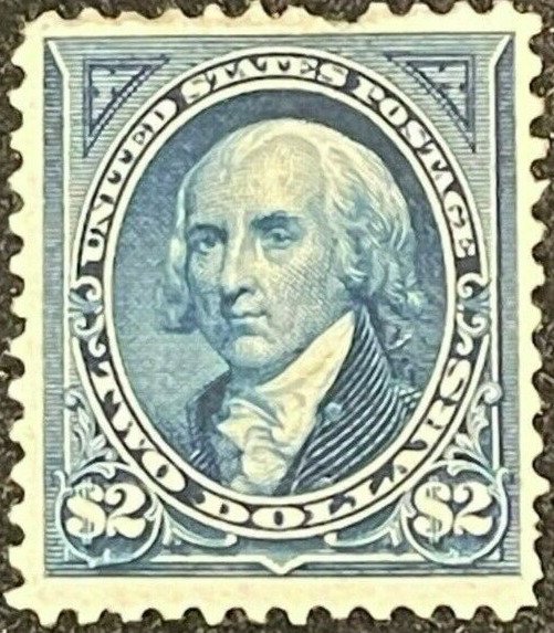 Scott#: 277 - James Madison 1895 $2 bright blue disturbed OG, F/VF unused