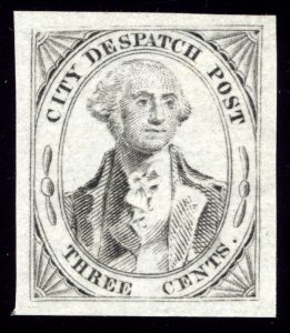 US 40L1 3c City Despatch Post 1842 George Washington PF grade 95 NH