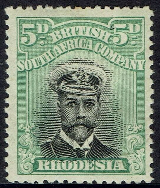 RHODESIA 1913 KGV ADMIRAL 5D DIE II PERF 14 