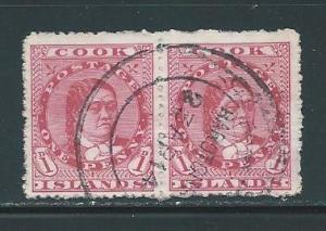 Cook Islands 9 1d Queen pair Used (z2)