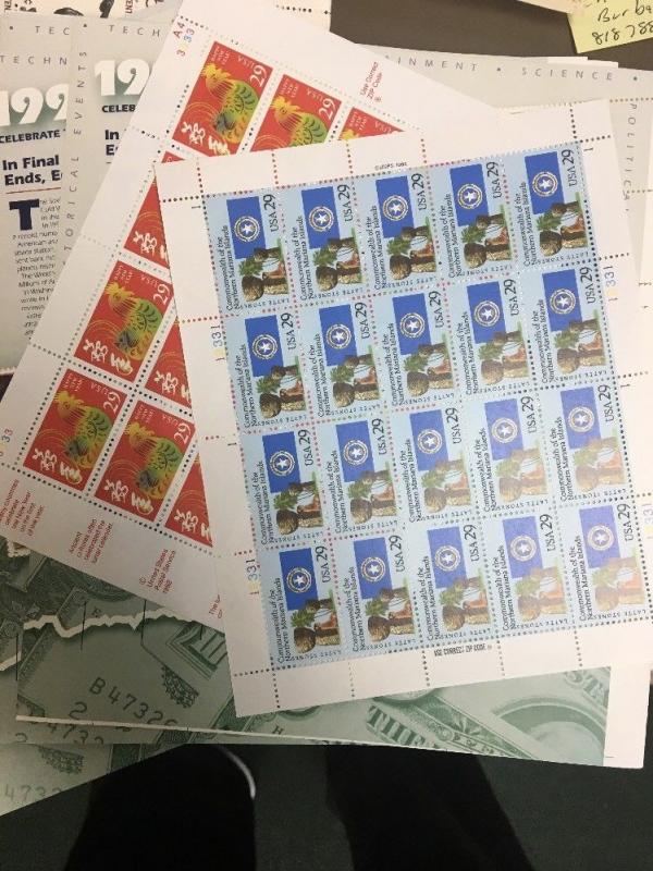 Water Activated Sheets Postage Stamps. Nice Assortment $500.00 Face Value.