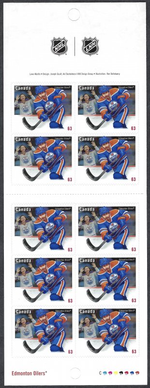 Canada #2671a 63¢ Edmonton Oilers (2013). Booklet of 10 stamps. MNH