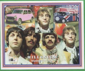 The Beatles Millenium Commemorative African Souvenir Stamp Sheet Chad E75 