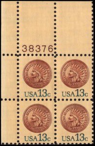 US #1734 INDIAN HEAD PENNY MNH UL PLATE BLOCK #38376 DURLAND $1.50