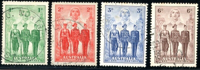 AUSTRALIA Sc#184-187 SG#196-199 1940 WWII Participation Complete Set Used