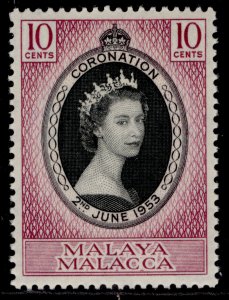 MALAYSIA - Malacca QEII SG22, 10c black & reddish purple, NH MINT.