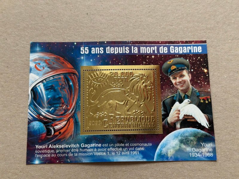 Space, Gagarin 2023 year 6 blocks Foil. Gold perforated  NEW MNH**