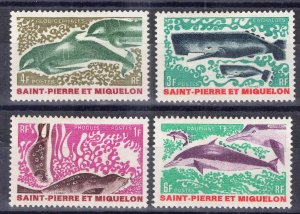 ZAYIX St. Pierre and Miquelon 389-392 MHH (thins( whales dolphins 1223S0029