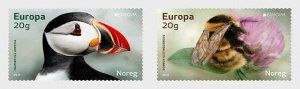 Norway 2021 Europa CEPT Bees - Birds - Insects set of 2 stamps MNH