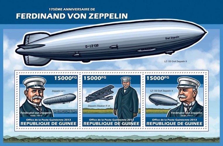 Ferdinand von Zeppelin Zeppelins Zeppeline Aviation Guinea MNH stamps set 