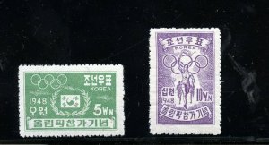 KOREA  1948 OLYMPIC GAMES SCOTT #85/86  MINT NEVER HINGED