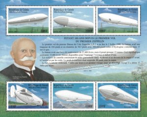 Guinea 2001 - Zeppelins - Sheet of 6 Stamps - Scott #1856 - MNH