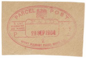 (I.B) Edward VII Postal : Parcel Post 2/3d (Mount Pleasant 1904)