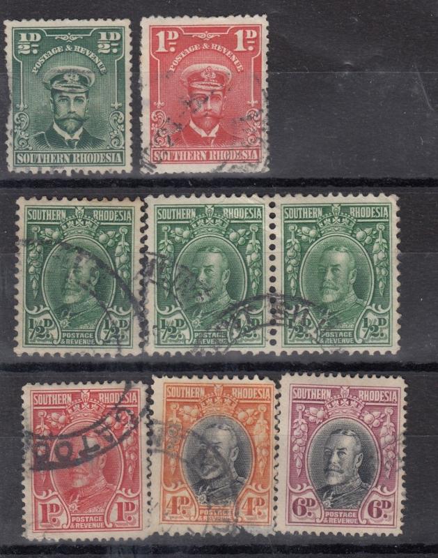 Southern Rhodesia KGV Collection of 8 VFU J1650