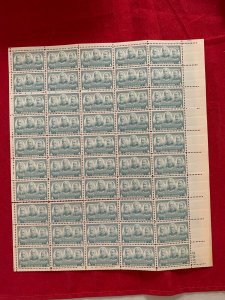 1937 SCOTT 793 NAVY SHEET OF 50. SAMPSON, DEWEY, SCHLEY six stamp separation 