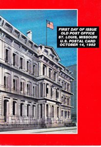 USPS 1st Day Ceremony Program #UX97 Old Post Office St Louis Postal Card 1982