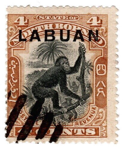 (I.B) Labuan Postal : 4c Black & Brown