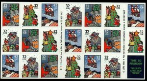 Scott #3116a 32c Christmas Scenes Pane 20 MNH