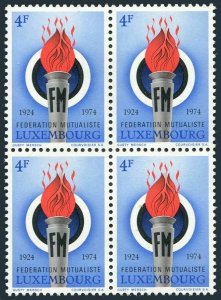 Luxembourg 541 block/4,MNH.Michel 877.Mutual Insurance Federation,1974.Torch.