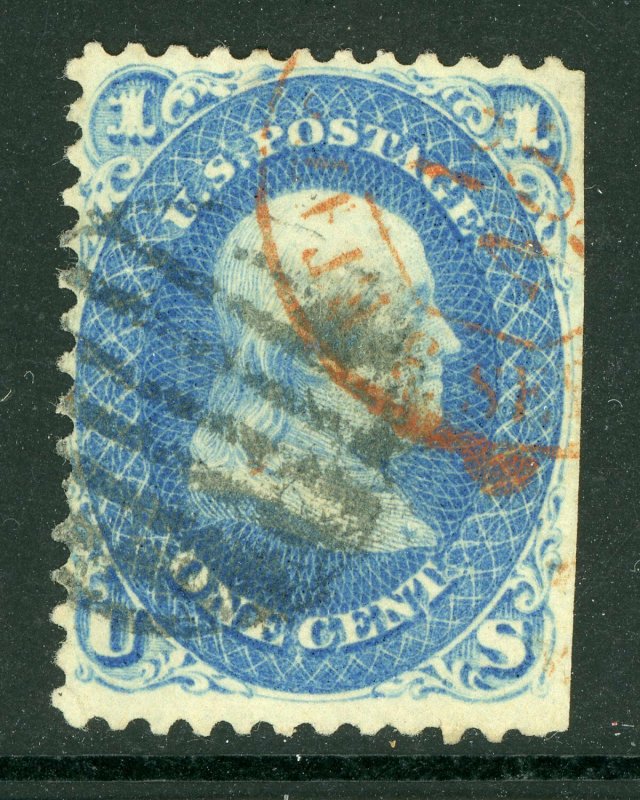 USA 1861 Franklin 1¢ Dark Ultramarine Scott #63a Fine Used D527 ⭐⭐⭐⭐⭐⭐ 