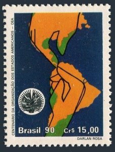 Brazil 2294 two stamps, MNH. Organization of American States, centenary, 1990.