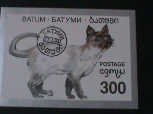 ​RUSSIA-BATUM-1994 LOVELY CAT-CTO-IMPERF S/S-FANCY CANCEL WE SHIP TO WORLDWIDE