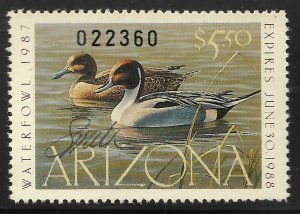 AZ1 1987 Arizona 1st State Duck Stamp-Artist Signed-Smith-OGNH-OFFER?