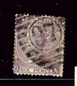 Great Britain 51 Used Plate #9 1869 issue short corner