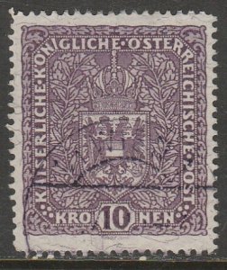 Austria 175, 10Kr AUSTRIAN CROWN. Used. F-VF. (50)