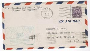 Canada Special Mail Flight Ottawa to Toronto 1928 Cover