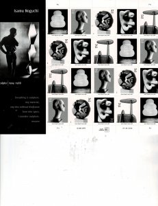 Isamu Noguchi Sculptor 37c US Postage Sheet #3857-61 VF MNH