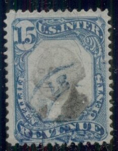 US #R110 15¢ blue & black, used w/blue handstamp, VF