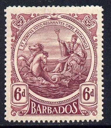 Barbados 1916-19 Large Britannia MCA 6d purple mounted mi...