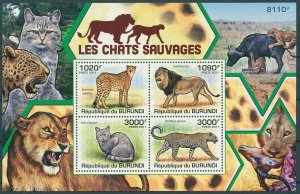 Burundi MNH S/S Big Cats Lions 2011 4 Stamps