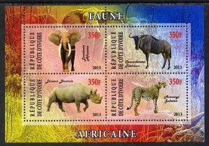 IVORY COAST - 2013 - African Animals #1 - Perf 4v Sheet - MNH - Private Issue