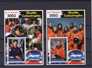 Guinea 2003 Shuttle Catastrophe-Concorde-Space-JUDAICA 7 S/S Perforated MNH