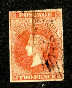 1855 South Australia  Sc #2 used cv.$90 ( 9300 BCXX5 )