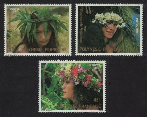 Fr. Polynesia Floral Headdresses 1st series 3v 1983 MNH SG#405-407