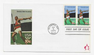 US 1790 10c Olympics Decathlon pair on FDC Andrews Cachet ECV $15.00