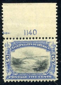 US 297 Early Commemoratives VF XF NH Pristine Plate Number Single as 85 $230.00