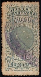 1890 Brasil Revenue 4,000 Reis South Cross Constellation General Tax Duty Used