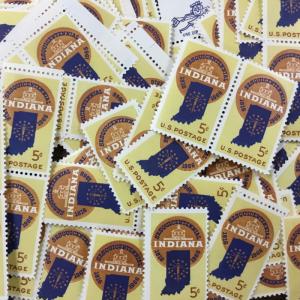 1308  Indiana Statehood 150th Anniversary. 100 mint 5 cent stamps.  Issued 1966.