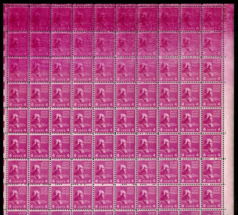 UNITED STATES SCOTT#808 MARTHA WASHINGTON WET PRINT  ERROR SHEET  MINT NH