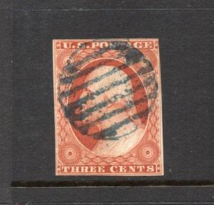 #10 - 3 cent stamp of 1851 - RARE FIRST PLATE #1 early - cv$210 -   73R1e